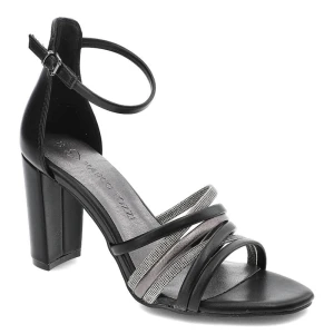 Czarne Sandały Marco Tozzi Eleganckie Buty Na Obcasie