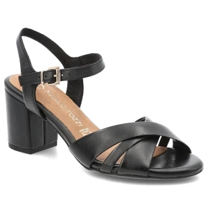 Czarne Sandały Marco Tozzi Stylowe Obuwie Damskie Na Obcasie