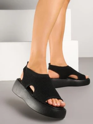 Czarne Sandały na Grubej Podeszwie z Wycięciami Raneve givana