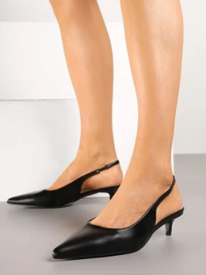 Czarne Sandały na Kaczuszce ze Szpiczastym Noskiem Slingback Farinea super mode