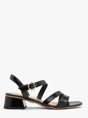 Czarne sandały na niskim słupku Ryłko