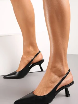 Czarne Sandały na Obcasie Kaczuszka ze Szpiczastym Noskiem Elda ballada