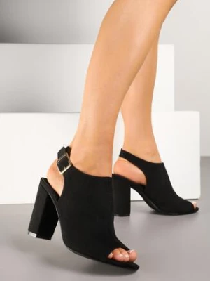 Czarne Sandały na Obcasie Vices ze Skórzaną Wkładką Felunetia