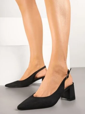 Czarne Sandały na Słupkowym Obcasie z Noskiem w Szpic Ninavia super mode