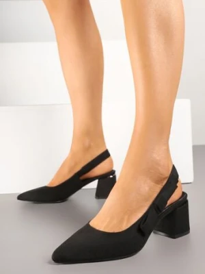 Czarne Sandały na Słupku Vices Slingback ze Skórzaną Wkładką Vevoline