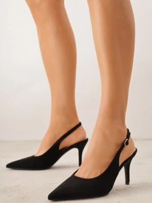 Czarne Sandały na Szpilce w Stylu Slingback Tarosie