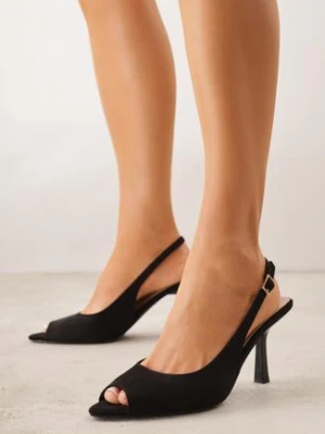 Czarne Sandały na Szpilce z Odkrytą Piętą i Palcami Zitena givana