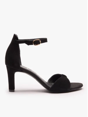 Czarne sandały na wysokim obcasie Ryłko