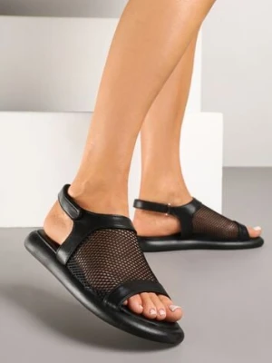 Czarne Sandały Ozdobione Siateczką Nilisca givana