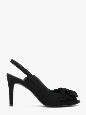 Zdjęcie produktu Czarne sandały peep toe z kokardą Ryłko