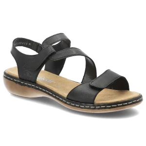 Czarne Sandały Rieker Modne Obuwie Damskie