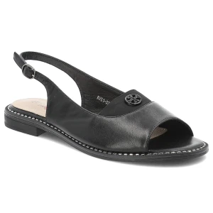 Zdjęcie produktu Sandały damskie S. Barski, na płaskim obcasie z ozdobą ze sprzączką eleganckie, czarne, KV51-021