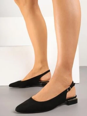 Czarne Sandały Slingback Vices z Metaliczną Aplikacją przy Obcasie Ediriella