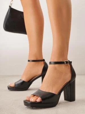 Czarne Sandały VICES na Platformie i Słupku ze Skórzaną Wkładką Phelusa