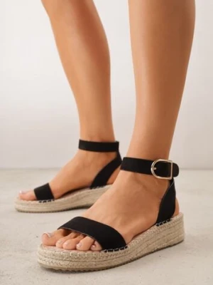 Czarne Sandały VICES na Plecionej Platformie z Paskiem Wokół Kostki Daphelsa