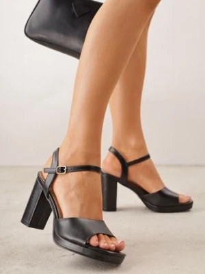 Czarne Sandały VICES na Słupku z Grubą Podeszwą i Skórzaną Wkładką Aziluna