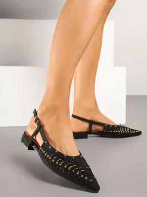 Czarne Sandały Vices Typu Mule Ozdobione Wycięciami i Nitami Vevistra