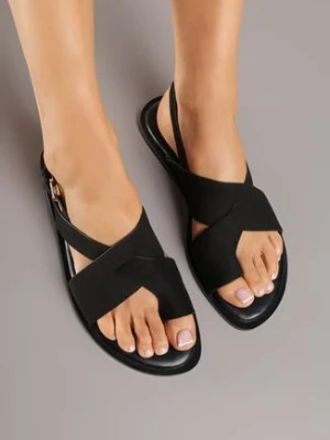 Czarne Sandały Vices w Stylu Japonek Melavella