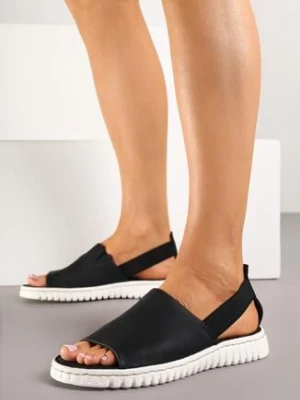 Czarne Sandały Vices z Ekoskóry z Elastycznym Paskiem Folalise