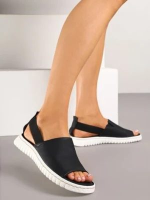 Czarne Sandały Vices z Elastycznym Paskiem i Tłoczoną Podeszwą Folarielis