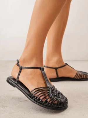 Czarne Sandały VICES z Przeplatanymi Paskami i Zakrytym Noskiem Usinlisa