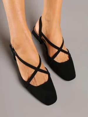 Czarne Sandały Vices ze Skórzaną Wkładką i Geometrycznymi Paskami Edialitia