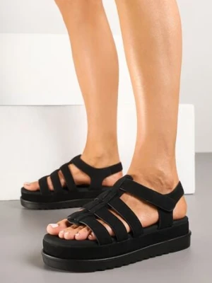 Czarne Sandały w Stylu Gladiatorek na Rzep Sorenevia givana