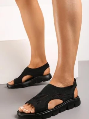 Czarne Sandały Wsuwane z Elastyczną Cholewką Nannoetia