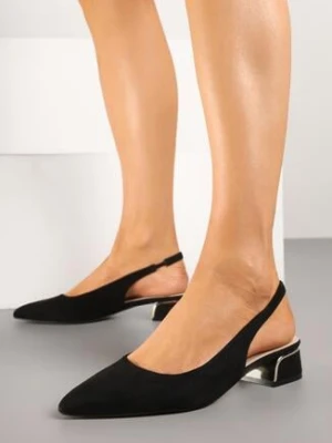 Czarne Sandały z Odkrytą Piętą i Metaliczną Wstawką Lormio ballada