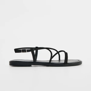 Czarne sandały z paskami z imitacji zamszu House