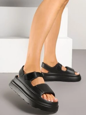 Czarne Sandały z Pianki na Platformie Zapinane na Rzep Rosavinea seastar