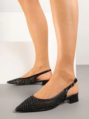 Czarne Sandały z Siateczki ze Skórzaną Wkładką i Noskiem w Szpic Silwia goodin