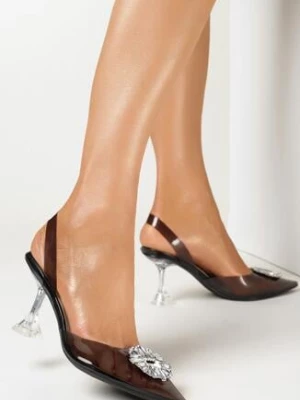 Czarne Sandały z Transparentnym Noskiem i Klepsydrowym Obcasem Dannisi