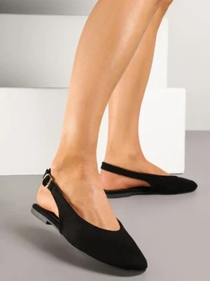 Czarne Sandały z Okrągłym Noskiem i ze Sprzączką Laniswen cink me