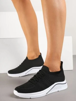 Czarne Siateczkowe Buty Sportowe Sneakersy na Zdobionej Podeszwie Talloti