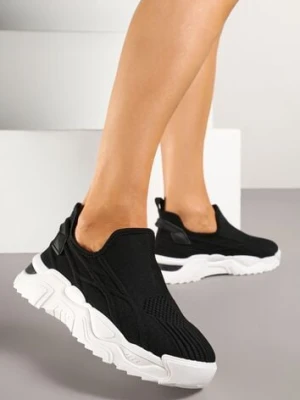 Czarne Siateczkowe Buty Sportowe Sneakersy Wsuwane Zdobione Tłoczeniami Nusadela ballada