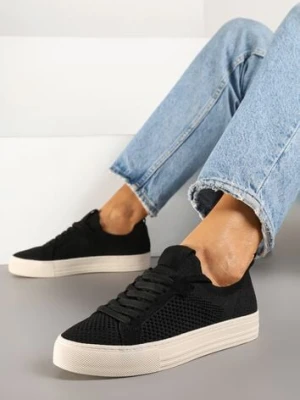 Czarne Siateczkowe Sneakersy Ozdobione Metaliczną Nicią Nimiarene