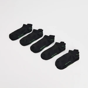 Czarne skarpetki stopki z zielonym napisem Athletic 5-pak House