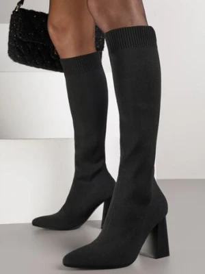 Czarne Skarpetkowe Kozaki VICES do Kolana na Słupku Rafenna