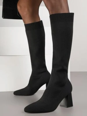 Czarne Skarpetkowe Kozaki VICES na Słupkowym Obcasie Ralles