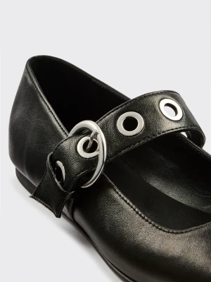 CZARNE SKÓRZANE BALERINY LIVIANA CONTI