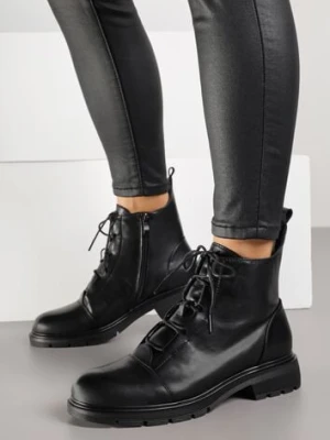 Czarne Skórzane Botki Typu Trzewiki Wioselle m.daszynski