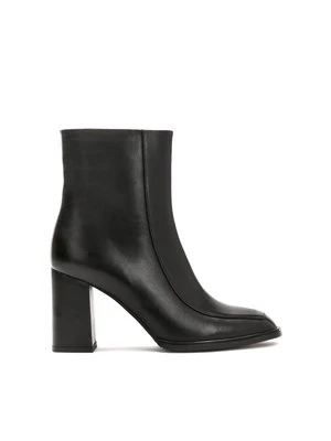 Czarne skórzane botki z kwadratowym noskiem Kazar