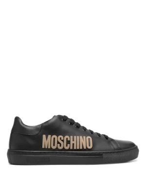 Czarne Skórzane Casual Sneakers Moschino