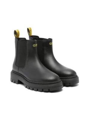 Czarne Skórzane Chelsea Boots z Żółtym Off White