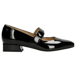 Czarne lakierowane czółenka mary jane z grubym paskiem 35155-31 Wojas