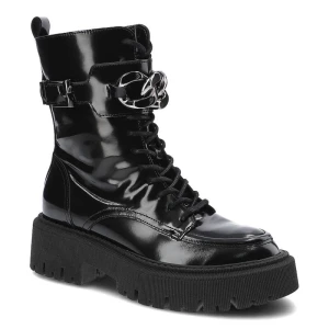 Czarne Skórzane Damskie Botki Chebello Modne Buty