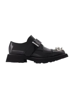 Czarne skórzane płaskie buty Alexander McQueen