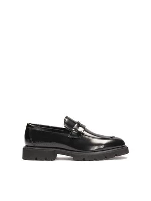 Zdjęcie produktu Czarne skórzane półbuty męskie penny loafers Kazar