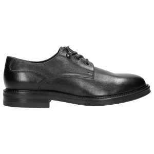 Czarne sznurowane półbuty męskie z gładkiej skóry licowej 10176-51 Wojas